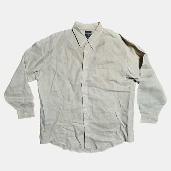 J. Crew Other - J. Crew Irish Linen Button Up Long Sleeve Shirt XL‎ Beige Prep Minimalist Basic